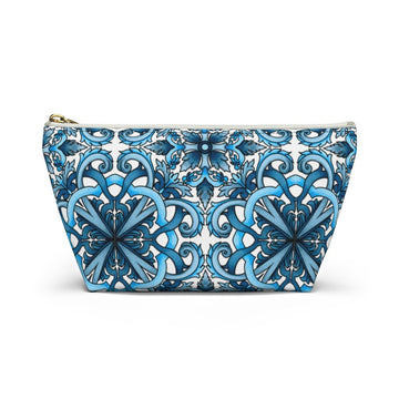 "Blue Positano" Amalfi Coast Ceramic Tiles Accessory Pouch w T-bottom - AMALFITANA STORE